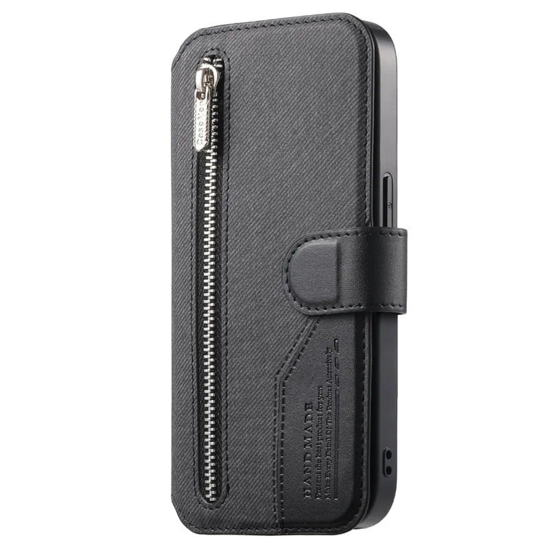 Magnetic Case For iPhone 17e  /  16e RFID Blocking   Detachable Wallet Stand Cloth Texture Leather Phone Cover - Black