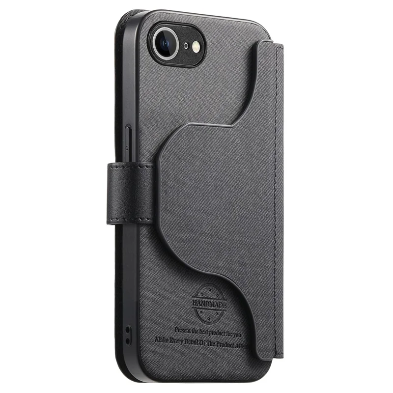 Magnetic Case For iPhone 17e  /  16e RFID Blocking   Detachable Wallet Stand Cloth Texture Leather Phone Cover - Black