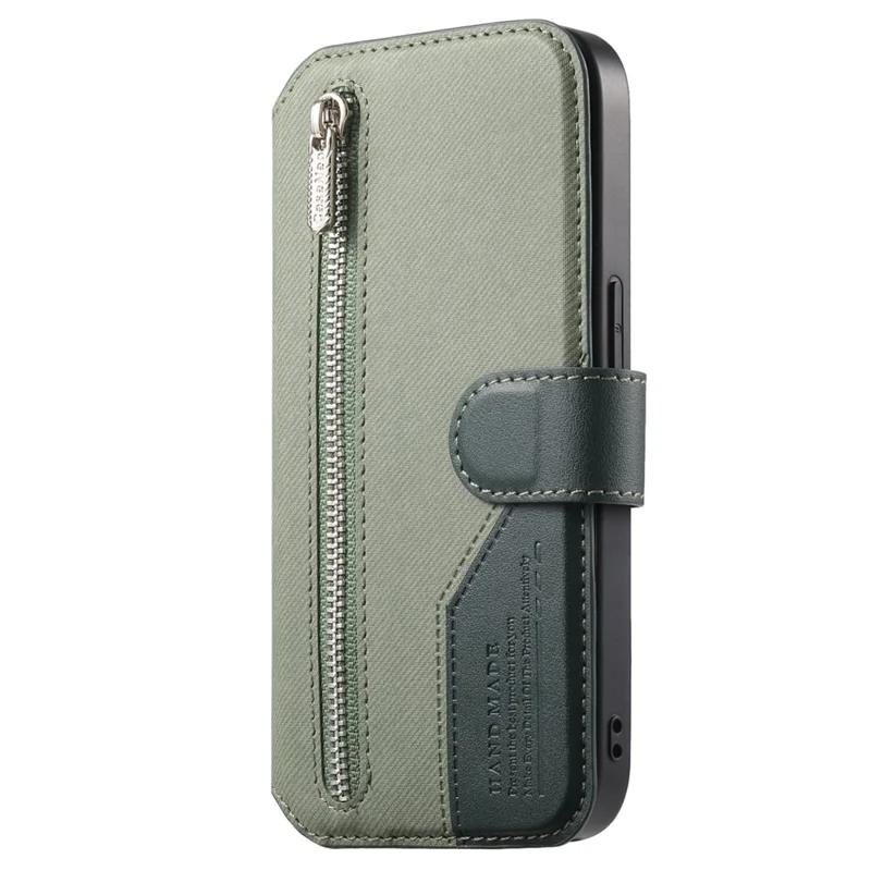 Magnetic Case For iPhone 17e  /  16e RFID Blocking   Detachable Wallet Stand Cloth Texture Leather Phone Cover - Green