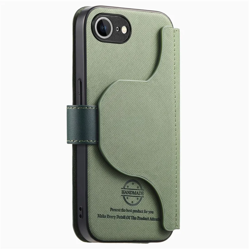 Magnetic Case For iPhone 17e  /  16e RFID Blocking   Detachable Wallet Stand Cloth Texture Leather Phone Cover - Green