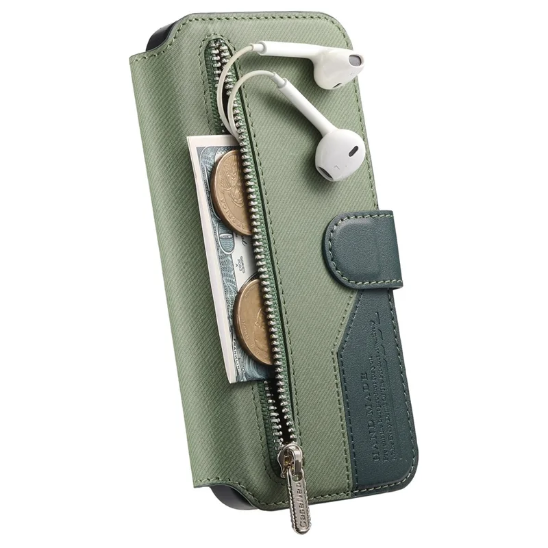 Magnetic Case For iPhone 17e  /  16e RFID Blocking   Detachable Wallet Stand Cloth Texture Leather Phone Cover - Green