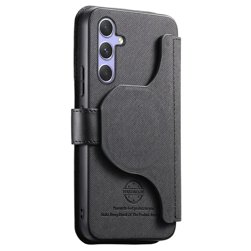 For Samsung Galaxy S25 Magnetic Case RFID Blocking   Detachable Wallet Stand Cloth Texture Leather Phone Cover -Black