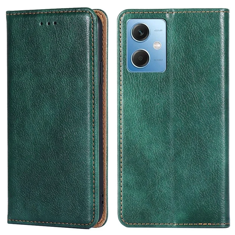 Для Xiaomi Redmi Note 12 5G (Global) / (India) / (China) / Poco X5 5G Solid Color PU Leather Full Protection Phone Cover Magnetic Auto Closing Wallet Stand Case - Green