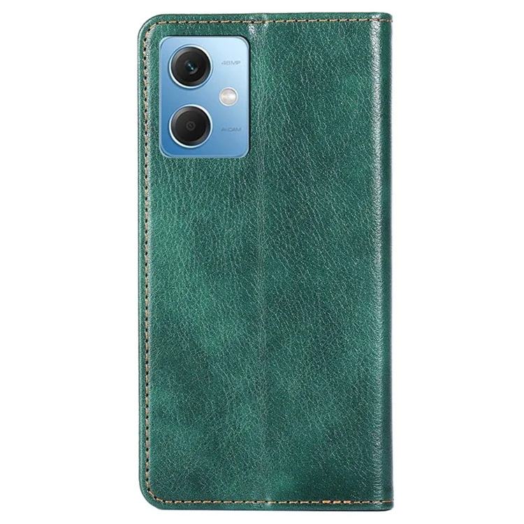 Для Xiaomi Redmi Note 12 5G (Global) / (India) / (China) / Poco X5 5G Solid Color PU Leather Full Protection Phone Cover Magnetic Auto Closing Wallet Stand Case - Green