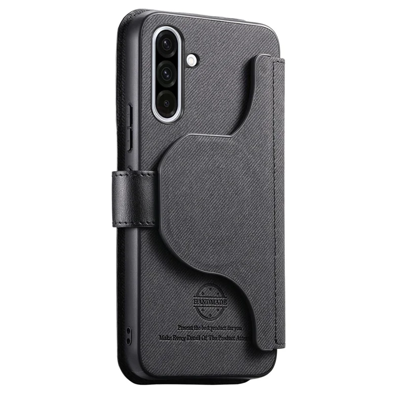 Magnetic Case For Samsung Galaxy A17 5G / 4G RFID Blocking Detachable Wallet Stand Cloth Texture Leather Phone Cover - Black