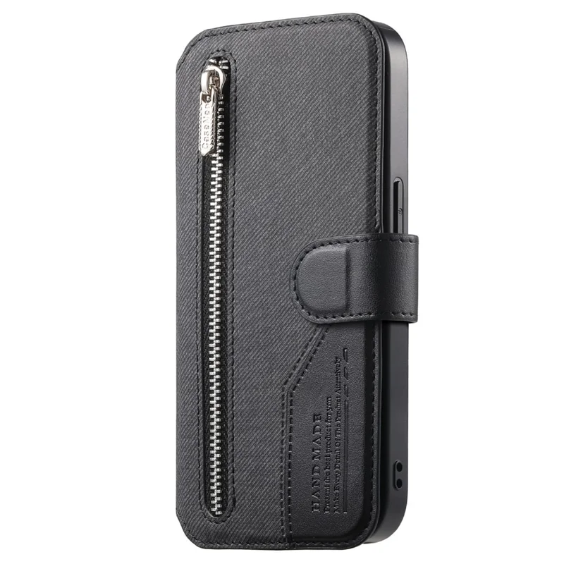 For Samsung Galaxy A07 4G Magnetic Case RFID Blocking   Detachable Wallet Stand Cloth Texture Leather Phone Cover - Black