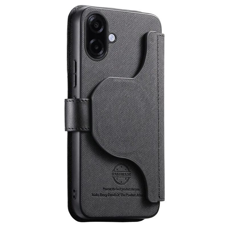 For Samsung Galaxy A07 4G Magnetic Case RFID Blocking   Detachable Wallet Stand Cloth Texture Leather Phone Cover - Black