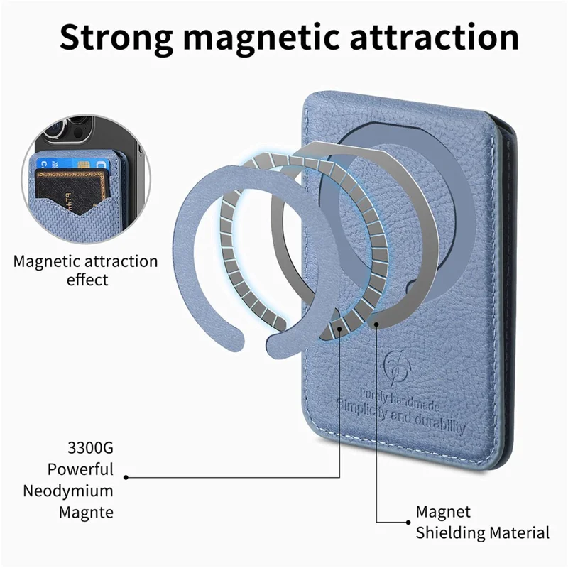 For Samsung Galaxy S25 Magnetic Case Carbon Fiber Texture Back Cover with Detachable Card Holder - Blue