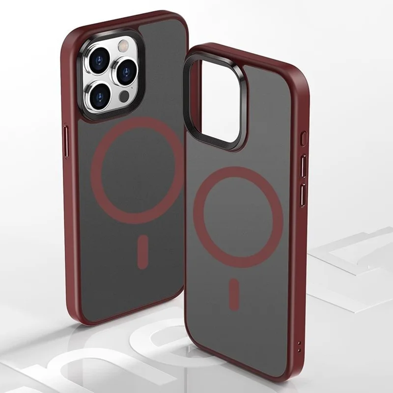 For iPhone 13 Pro Magnetic Case TPU + PC Rubberized Finish Phone Cover - Black
