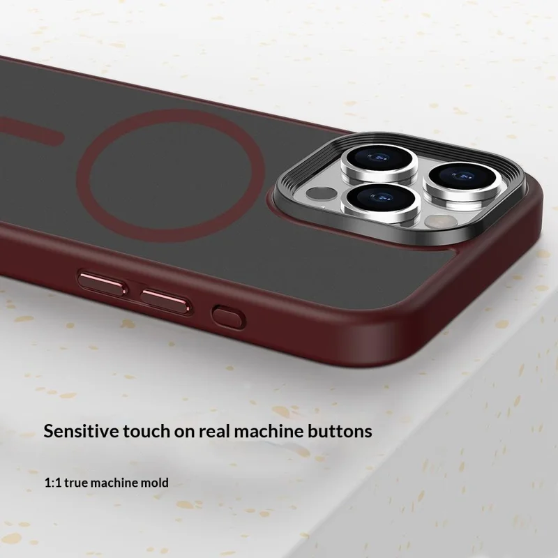 For iPhone 13 Pro Magnetic Case TPU + PC Rubberized Finish Phone Cover - Black