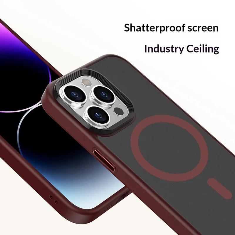 For iPhone 13 Pro Magnetic Case TPU + PC Rubberized Finish Phone Cover - Black