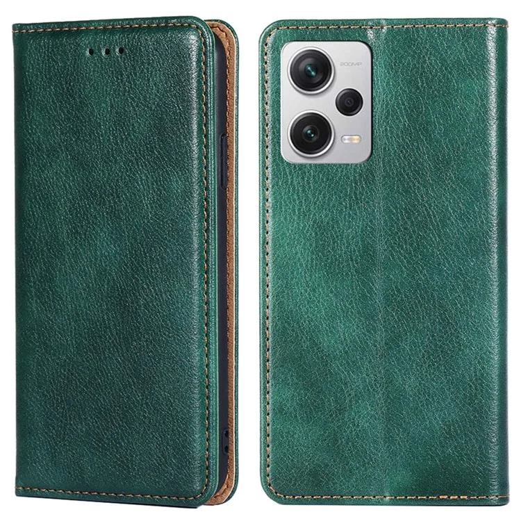 Para Xiaomi Redmi Note 12 Pro+ 5g Adsorção Magnética PU Couro de Proteção Completa Capa de Telefone Flip Stand Stand Caixa - Verde
