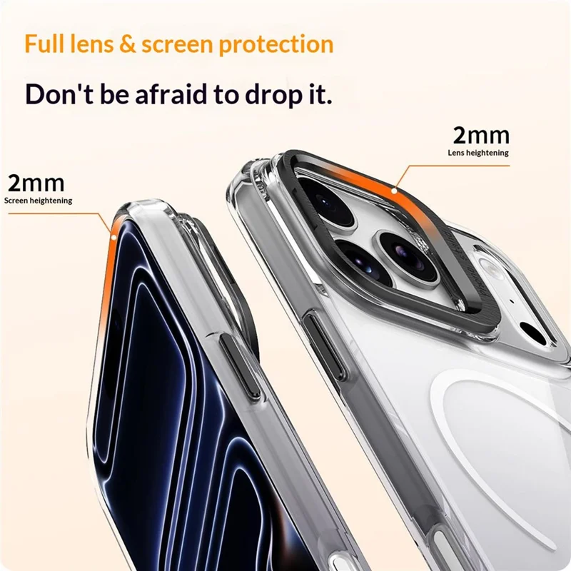 For iPhone 17 Pro Max Magnetic Case Gradient Color Hard PC Phone Cover Camera Lens Frame Kickstand - Purple