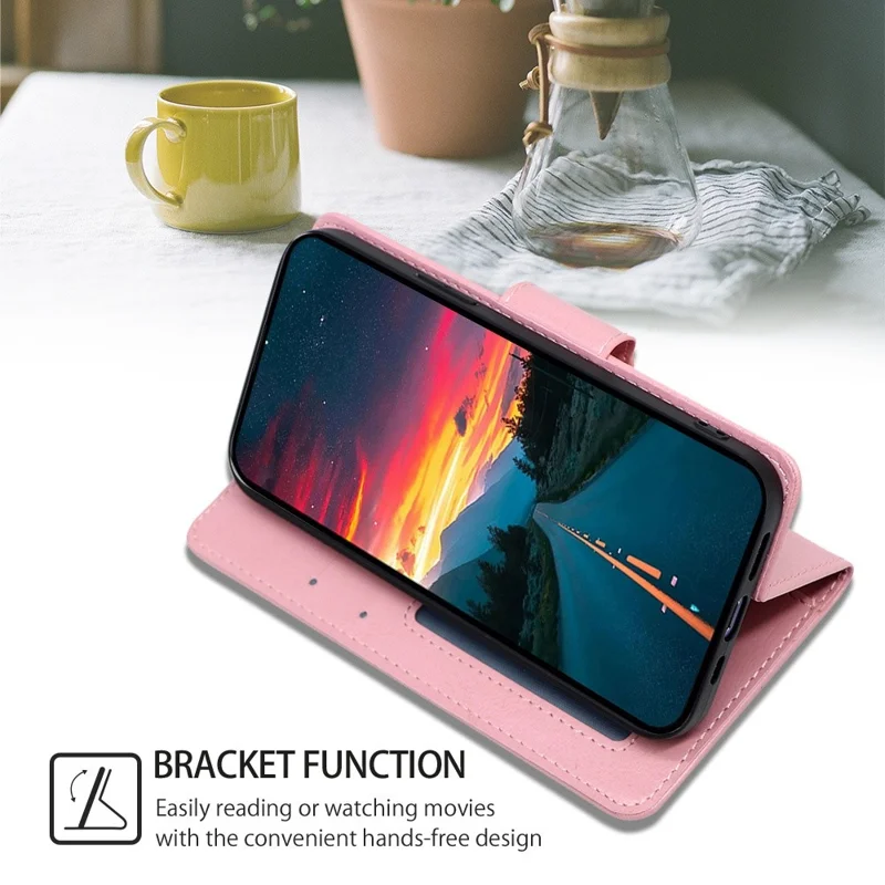 Case de Bolsas Telefónicas Anti-scratch Para Xiaomi Redmi Note 12 5G, Wallet Wallet Anti-scratch Protection Cover Cover - Rosado
