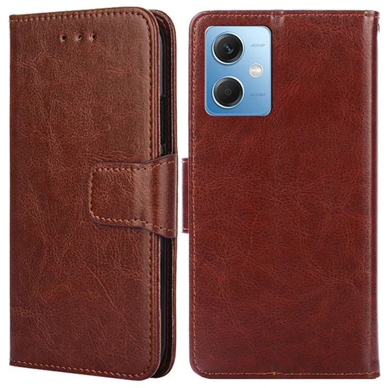 Anti-scratch Phone Bag Case for Xiaomi Redmi Note 12 5G (Global) / (India) / (China) / Poco X5 5G Stand Wallet Anti-scratch Phone Protection Cover - Brown