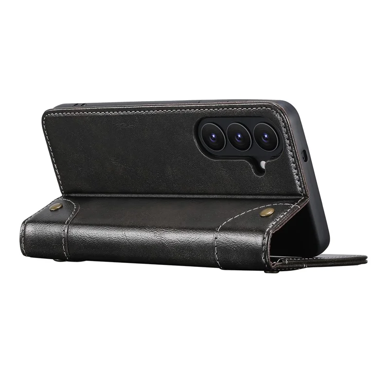 SUTENI For Samsung Galaxy S26 Case PU Leather Stand Wallet Phone Cover - Black