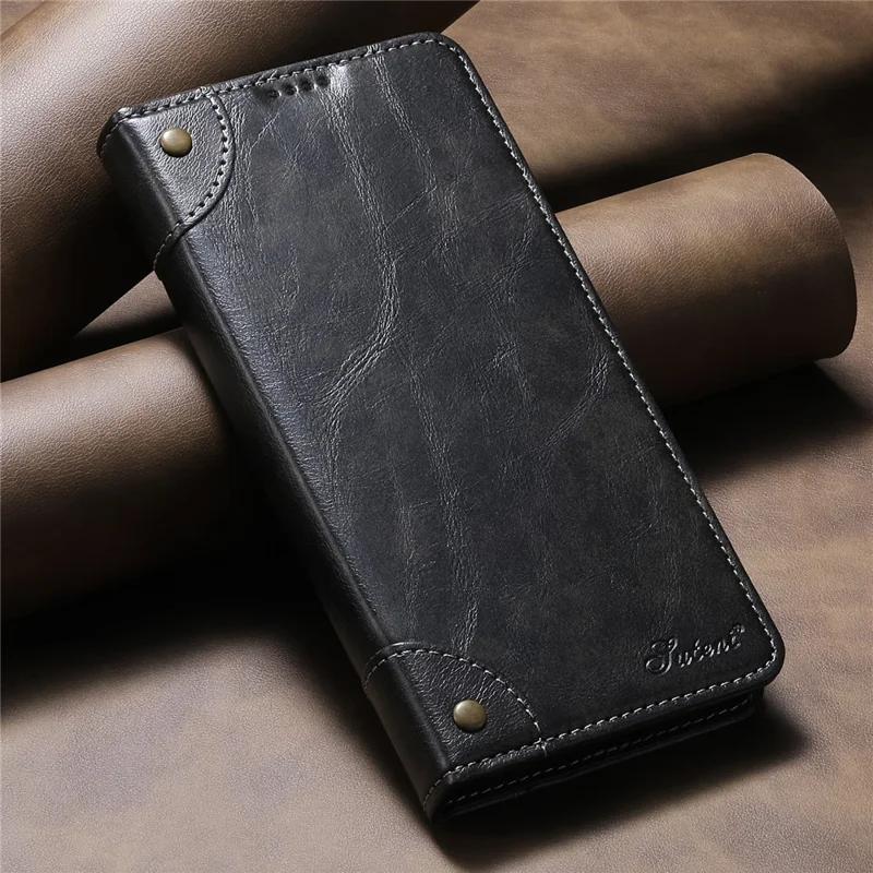 SUTENI For Samsung Galaxy S26 Case PU Leather Stand Wallet Phone Cover - Black