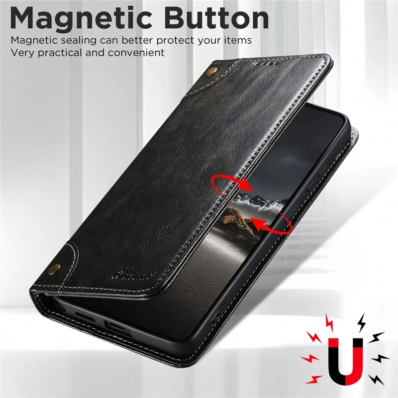 SUTENI For Samsung Galaxy S26+ Case PU Leather Stand Wallet Phone Cover - Black