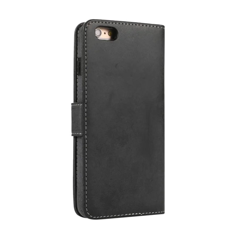 For iPhone 6  /  6s Wallet Case Retro Matte Magnetic Detachable PU Leather TPU Phone Cover - Black