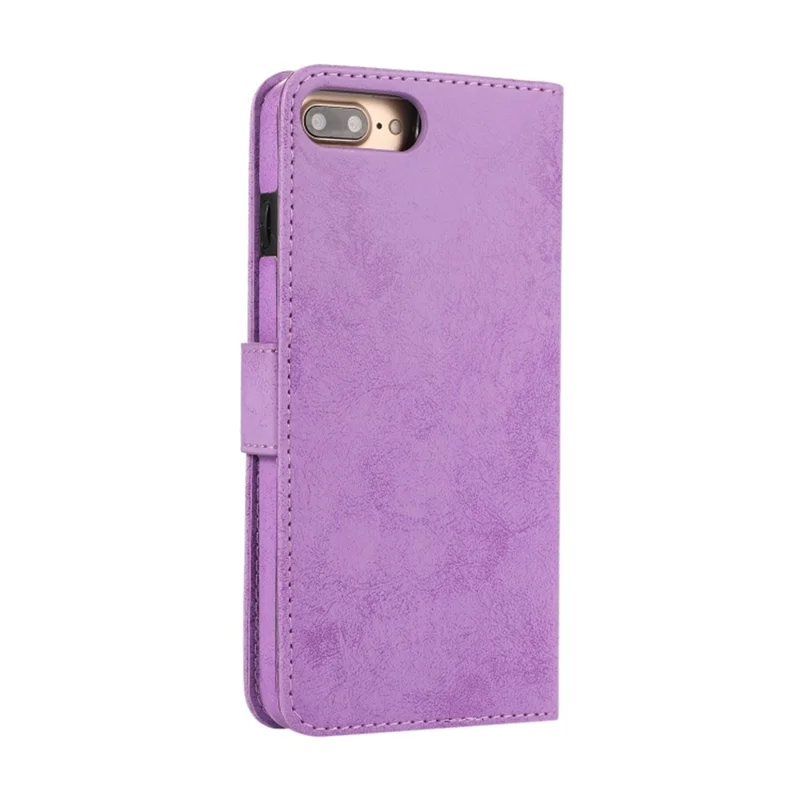 For iPhone 8 Plus  /  7 Plus Wallet Case Retro Matte Magnetic Detachable PU Leather TPU Phone Cover - Purple