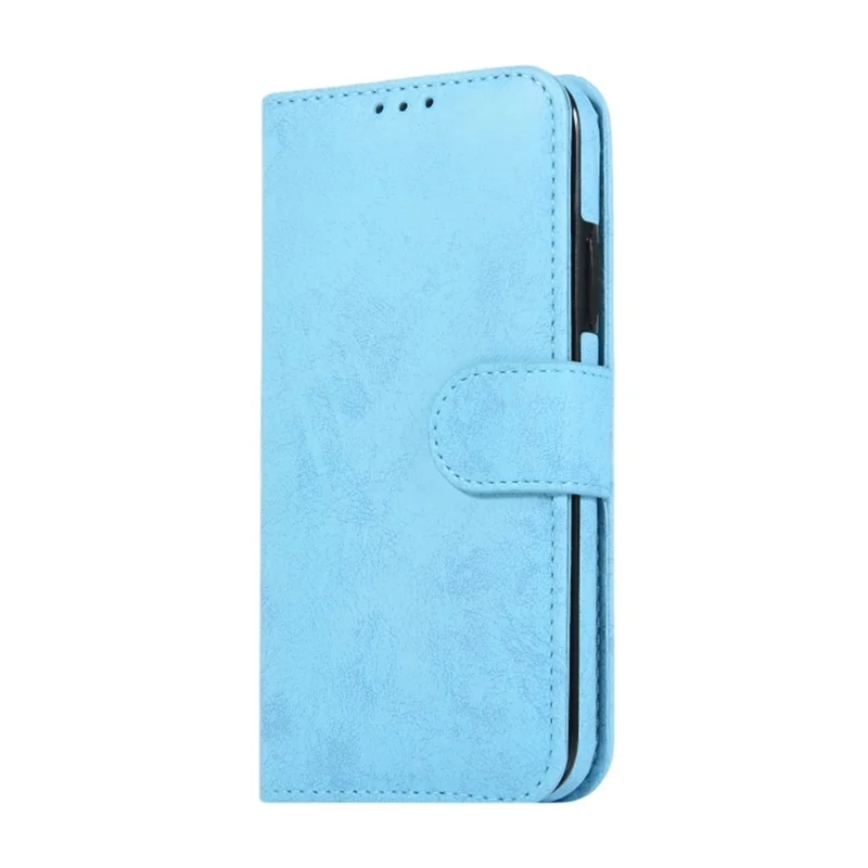 For iPhone 11 Wallet Case Retro Matte Magnetic Detachable PU Leather TPU Phone Cover - Sky Blue