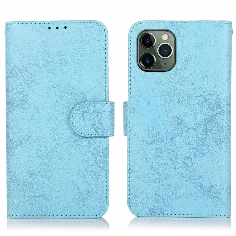 For iPhone 13 Pro Wallet Case Retro Matte Magnetic Detachable PU Leather TPU Phone Cover - Sky Blue