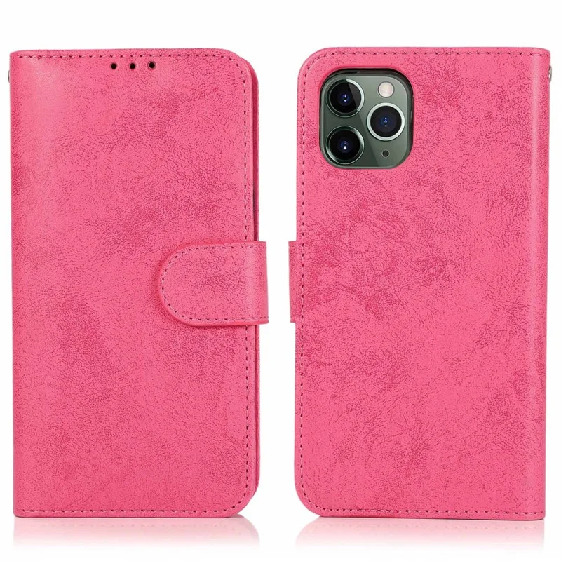Funda cartera para iPhone 13 Pro, funda magnética desmontable retro mate de cuero PU y TPU, color rosa