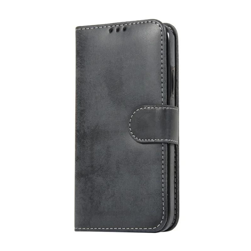 Futerał portfelowy na iPhone'a XR, retro matowy magnetyczny wymienny futerał z poliuretanu i miękkiego TPU - Czarny