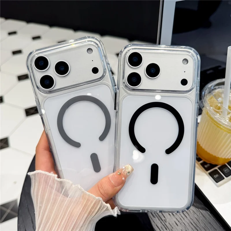 Capa para iPhone 17 Pro Transparente Resistente a Choques Compatível com Magsafe - Preto