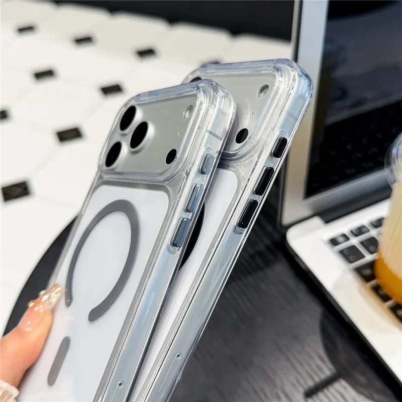 Capa para iPhone 17 Pro Transparente Resistente a Choques Compatível com Magsafe - Preto