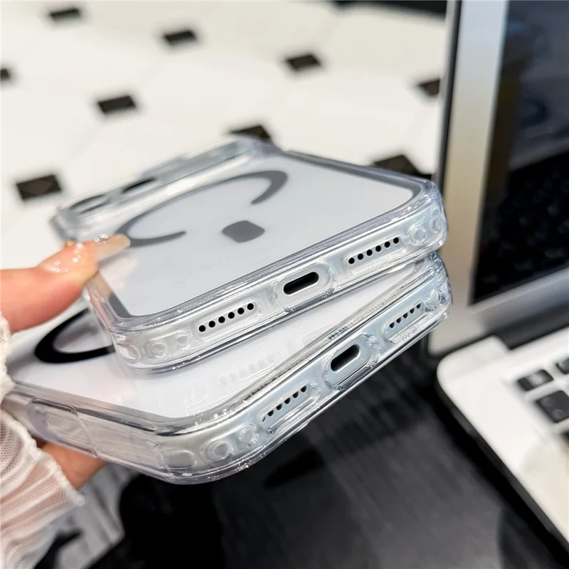 Capa para iPhone 17 Pro Transparente Resistente a Choques Compatível com Magsafe - Preto