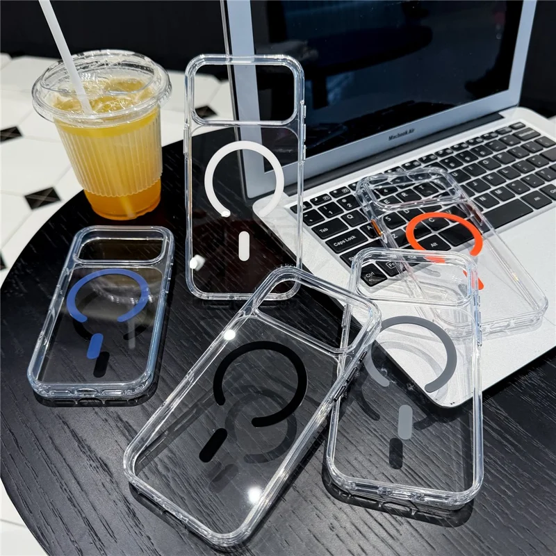 Capa para iPhone 17 Pro Transparente Resistente a Choques Compatível com Magsafe - Preto