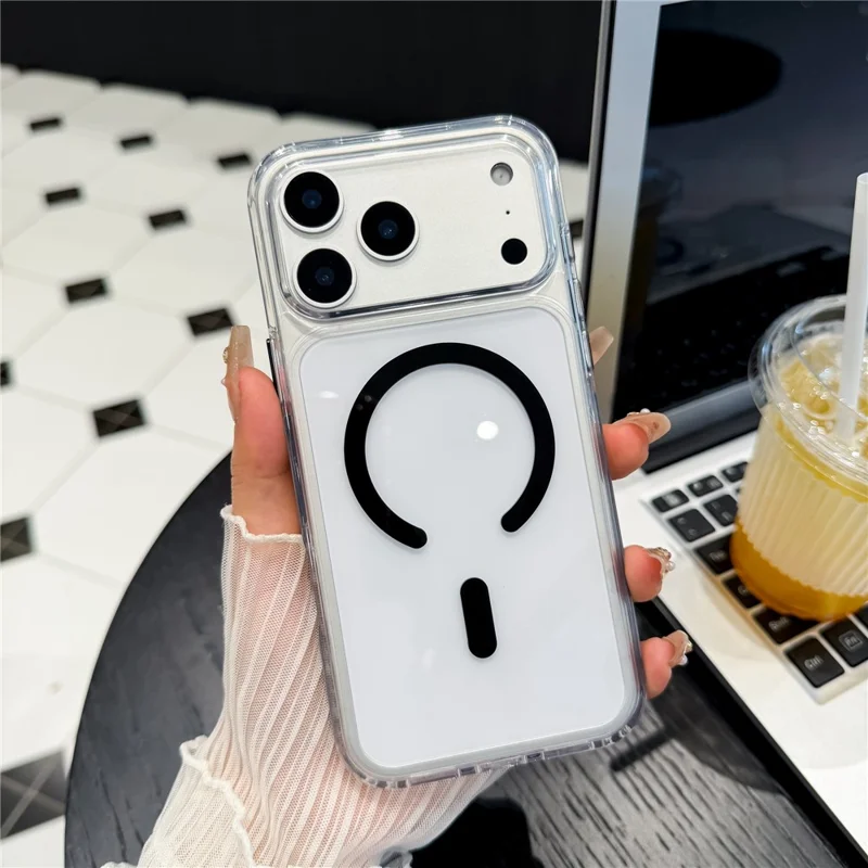 Obudowa na iPhone 17 Pro Max przezroczysta odporna na wstrząsy, kompatybilna z MagSafe – Czarny