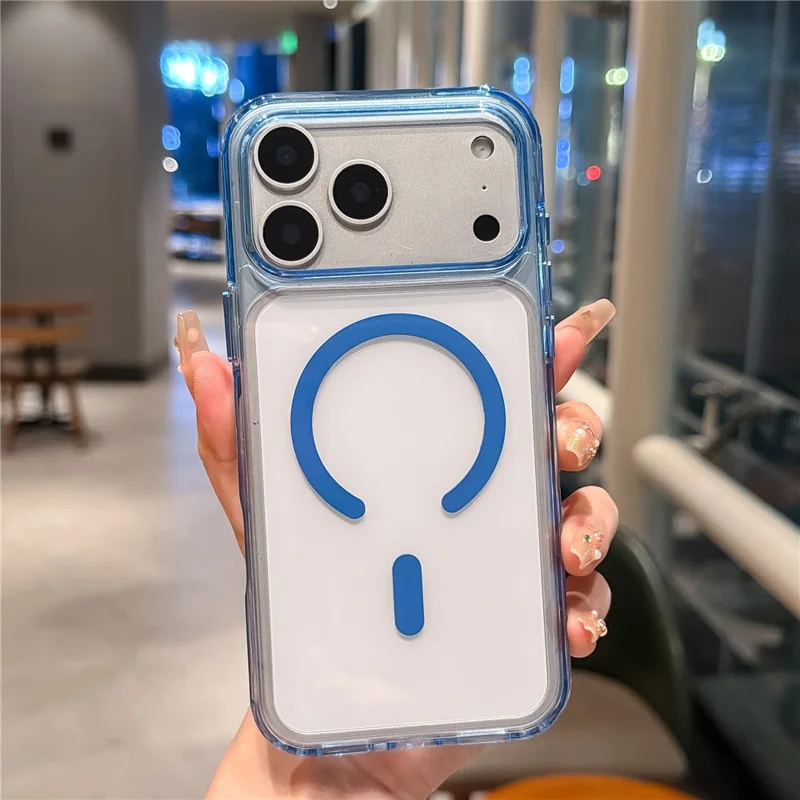 For iPhone 17 Pro Max Magnetic Case Clear Shockproof Phone Cover Compatible with Magsafe - Blue
