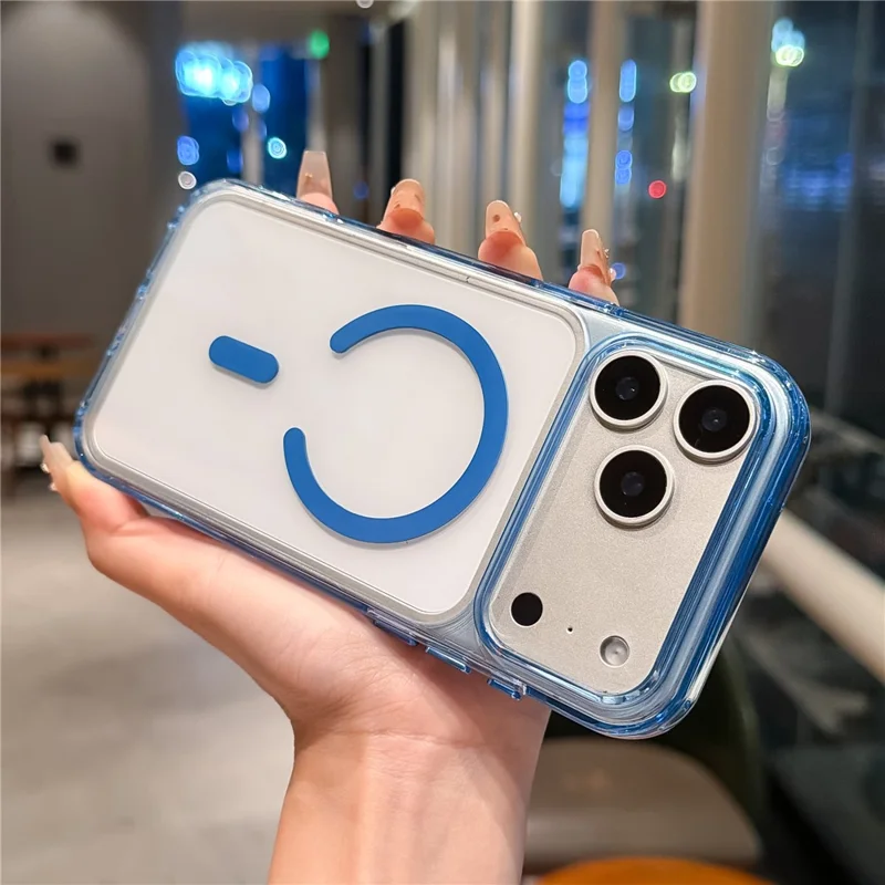 For iPhone 17 Pro Max Magnetic Case Clear Shockproof Phone Cover Compatible with Magsafe - Blue