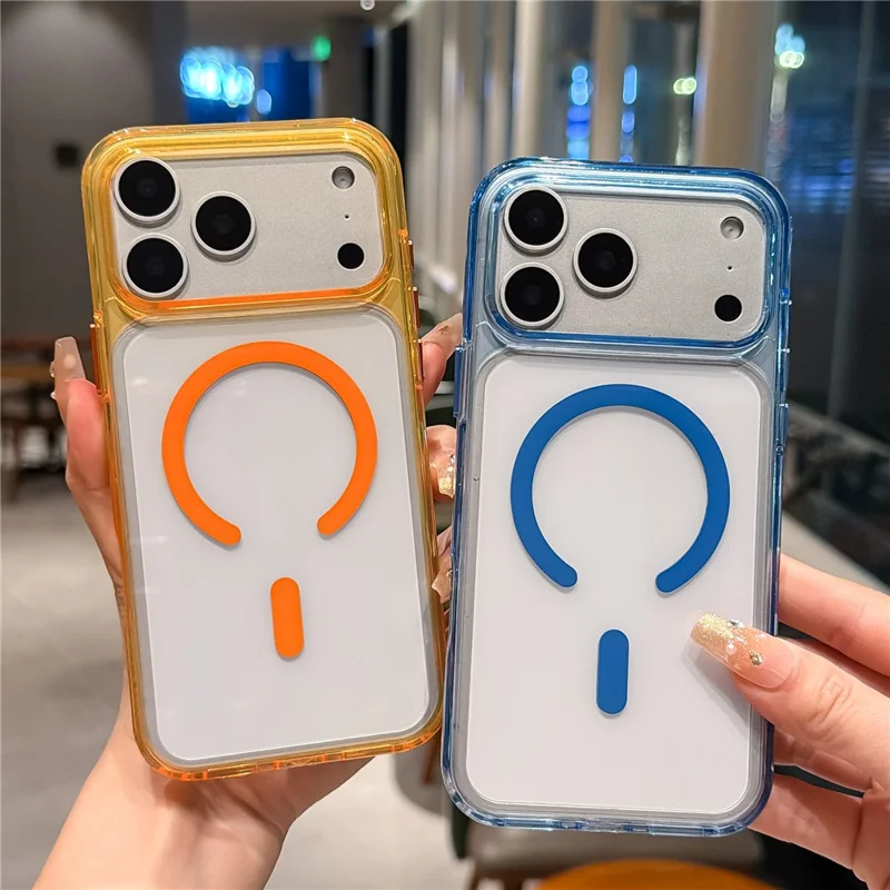 For iPhone 17 Pro Max Magnetic Case Clear Shockproof Phone Cover Compatible with Magsafe - Blue