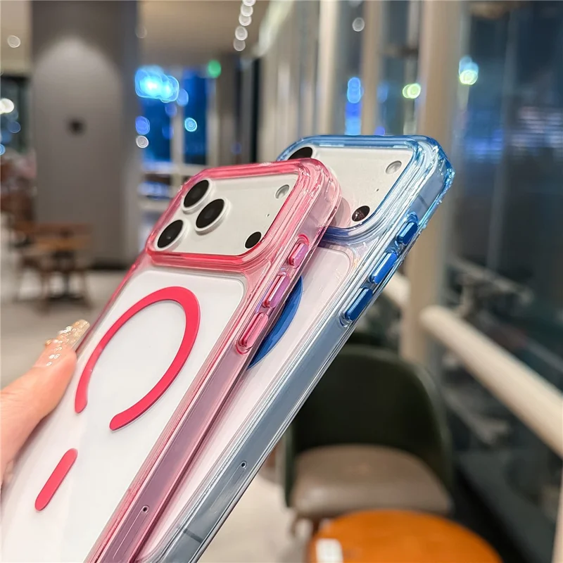 For iPhone 17 Pro Max Magnetic Case Clear Shockproof Phone Cover Compatible with Magsafe - Blue