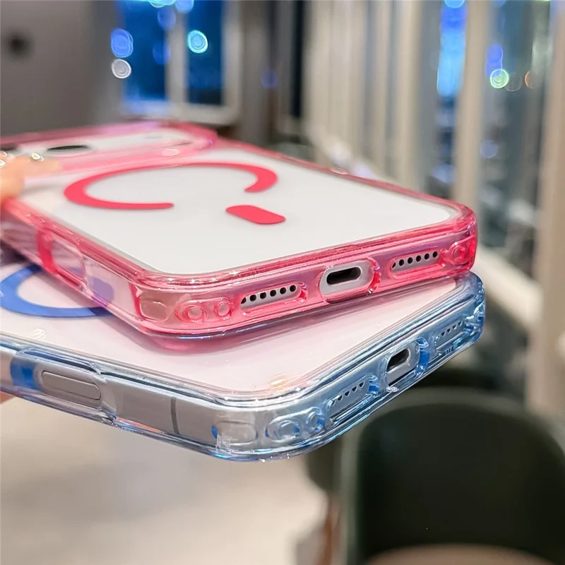 For iPhone 17 Pro Max Magnetic Case Clear Shockproof Phone Cover Compatible with Magsafe - Blue