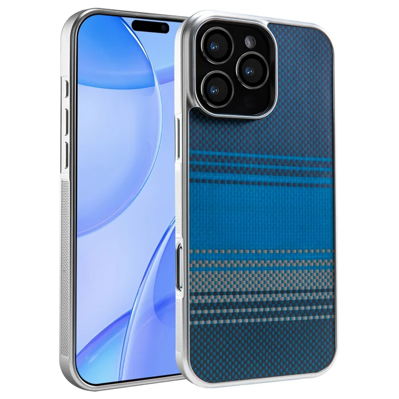 Coque magnétique pour iPhone 16 Pro Max, argentée, plaquée, antichoc, antidérapante, compatible avec Magsafe - Bleu lever de lune