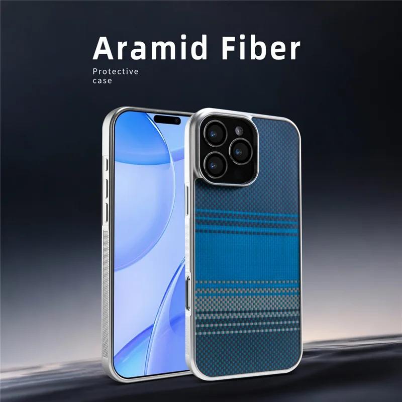 Coque magnétique pour iPhone 16 Pro Max, argentée, plaquée, antichoc, antidérapante, compatible avec Magsafe - Bleu lever de lune