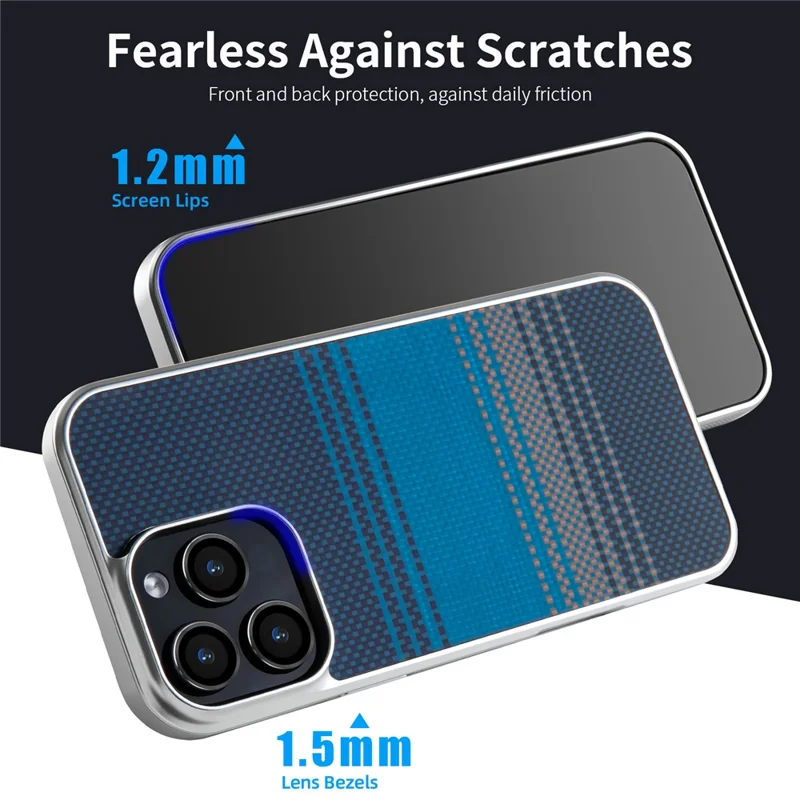 Coque magnétique pour iPhone 16 Pro Max, argentée, plaquée, antichoc, antidérapante, compatible avec Magsafe - Bleu lever de lune