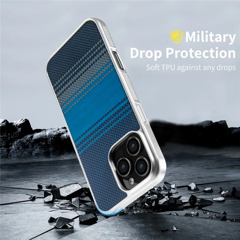 Étui de protection pour iPhone 16 Pro Max, coque argentée électroplacée antichoc antidérapante compatible Magsafe - Bleu Levant