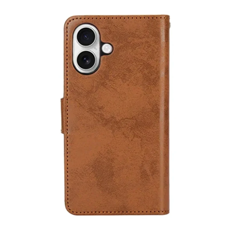 For iPhone 16 Wallet Case Retro Matte Magnetic Detachable PU Leather TPU Phone Cover - Brown