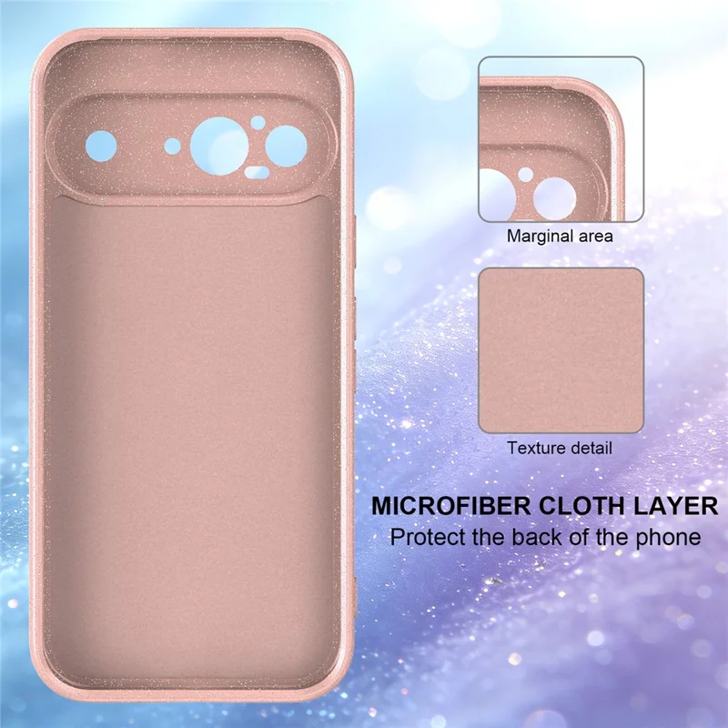 For Google Pixel 9 Magnetic Case Glitter TPU Shockproof Phone Cover with Lanyard - Pink