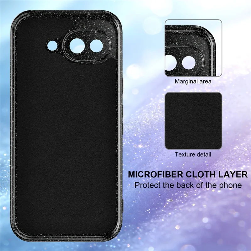 For Google Pixel 10a Magnetic Case Glitter TPU Shockproof Phone Cover with Lanyard - Black