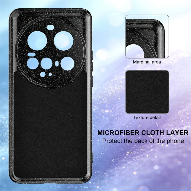 For Xiaomi 15 Ultra Magnetic Case Glitter TPU Shockproof Phone Cover with Lanyard - Black