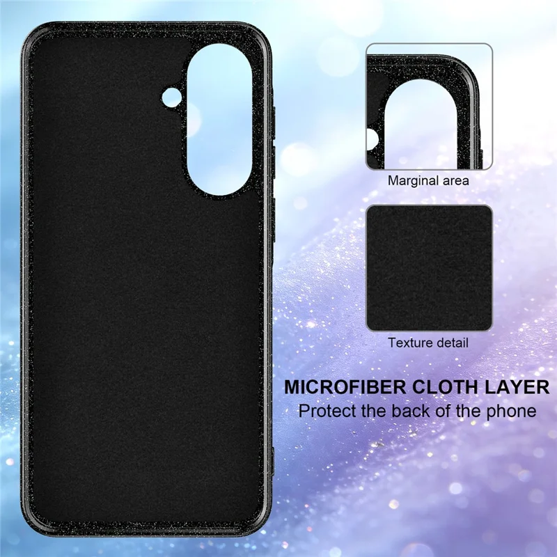 Magnetic Case For Samsung Galaxy A56 5G  /  A37 5G  /  A36 5G Glitter TPU Shockproof Phone Cover with Lanyard - Black