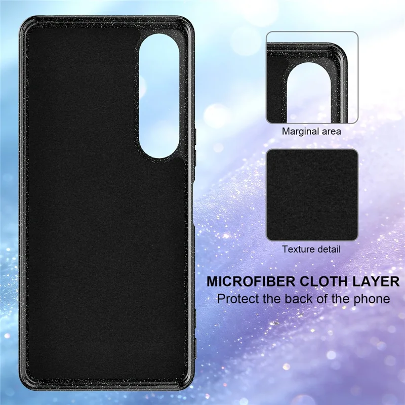 For Sony Xperia 1 VII Magnetic Case Glitter TPU Shockproof Phone Cover with Lanyard - Black
