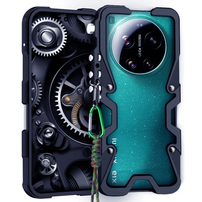 Capa de Telemóvel em Liga de Alumínio com Alça para Xiaomi 17 Ultra 5G, Capa Protectora em Metal - Preto