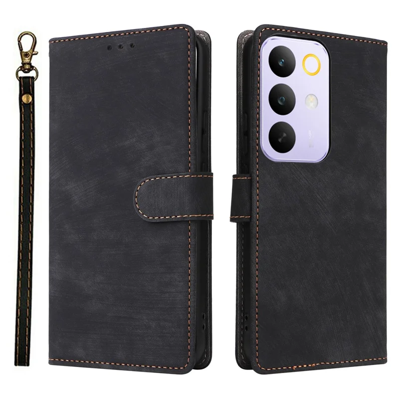 For Realme C85 Pro 4G Case Wallet RFID Blocking PU Leather Phone Cover Stand with Strap - Black